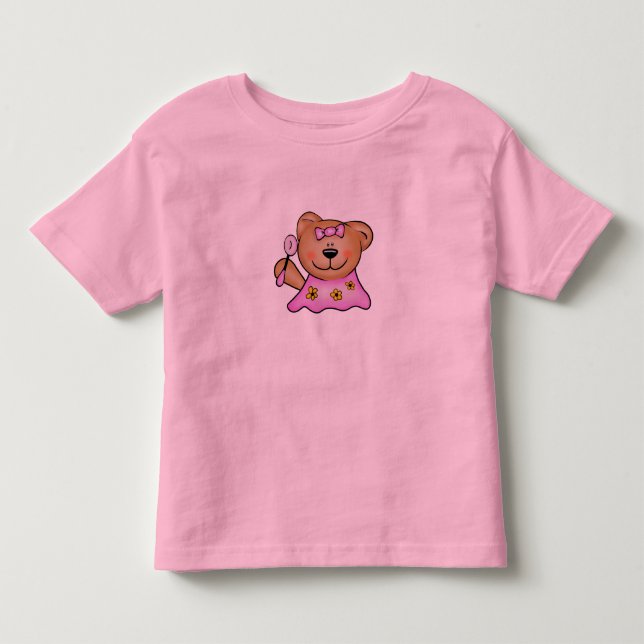 Niedlicher Girl Teddy Bear in Pink Kleinkind T-shirt (Vorderseite)