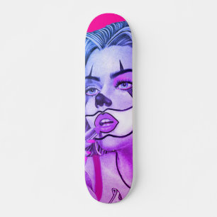 Niedlicher Girly Clown Makeup Pink Skateboard