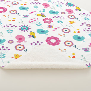 Niedlicher Girly Flower Garden mit Birnen und Bien Sherpadecke