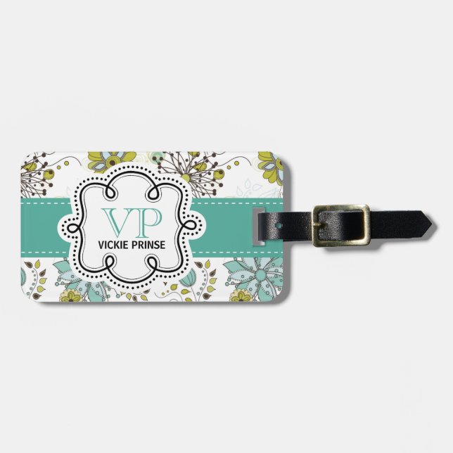 Niedlicher Girly Frühlings-personalisierte mit Gepäckanhänger (Vorderseite horizontal)