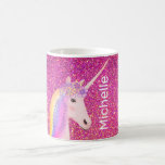 Niedlicher Girly Pink Glitzer Unicorn Hot Cocoa Ki Kaffeetasse<br><div class="desc">Die Niedliche Girly Pink Glitzer Unicorn Hot Cocoa Kids Coffee Tasse ist eine perfekte Git-Idee für jemanden, der Lieben Einhorn. Es ist ein modernes Design mit einem trendigen rosa Imitat Glitzer Hintergrund rund um die Tasse. Die Vorderseite hat ein niedliches, weißes, einfarbiges Gesicht mit hübschen pastellfarbenen Regenbogenhaaren und Blume. Der...</div>