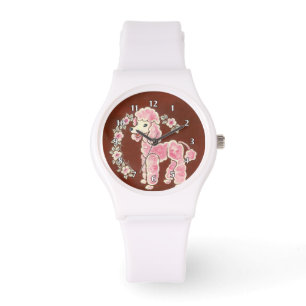 Niedlicher Girly rosa Pudel-Hund Armbanduhr