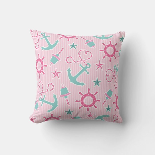 Niedlicher Girly Seedruck-Rosa-Streifen Kissen (Vorderseite)