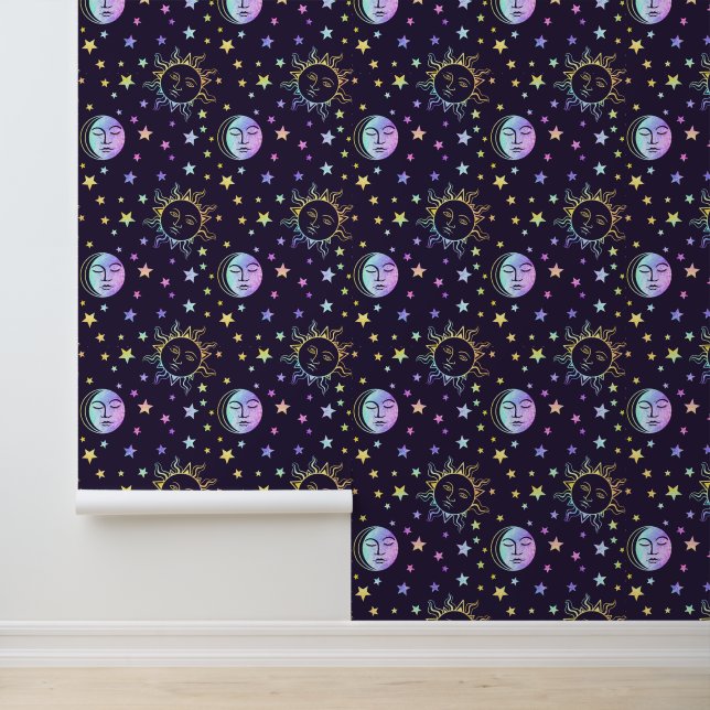 Niedlicher Girly Sun Moon und Stars Hübsche Magie  Tapete (Anwendung)