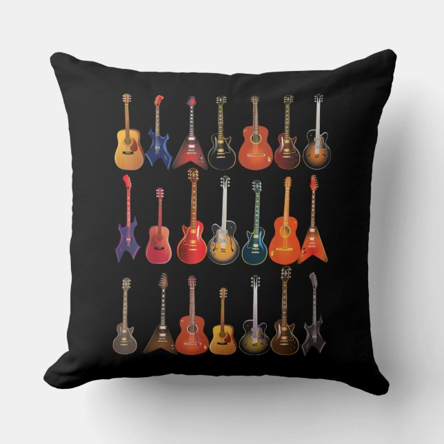 Niedlicher Gitarrenrock und Roll-Musikinstrumente  Kissen (Vorderseite)