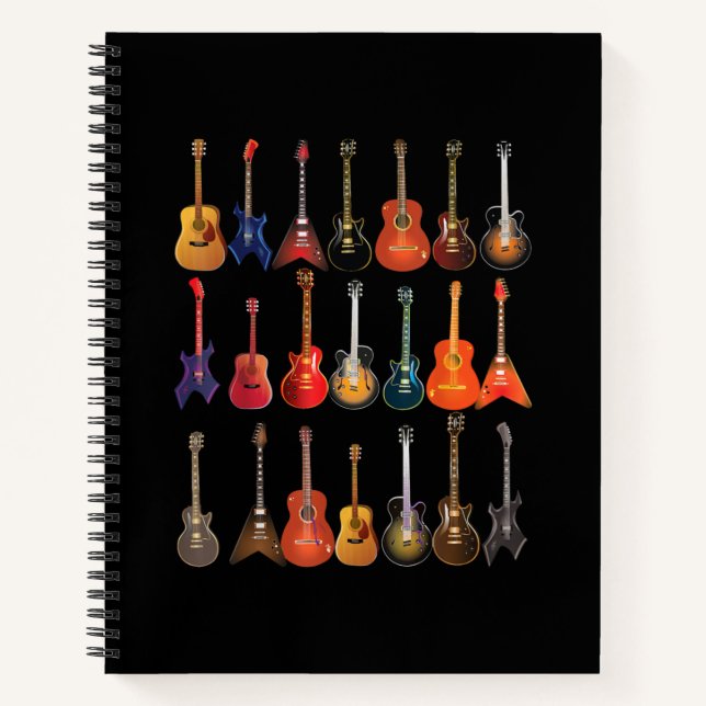 Niedlicher Gitarrenrock und Roll-Musikinstrumente  Notizbuch (Vorderseite)