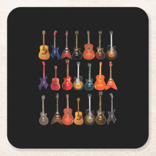 Niedlicher Gitarrenrock und Roll-Musikinstrumente Rechteckiger Pappuntersetzer