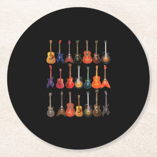 Niedlicher Gitarrenrock und Roll-Musikinstrumente Runder Pappuntersetzer