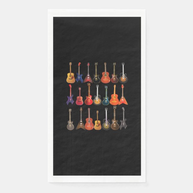 Niedlicher Gitarrenrock und Roll-Musikinstrumente  Serviette (Vorderseite)