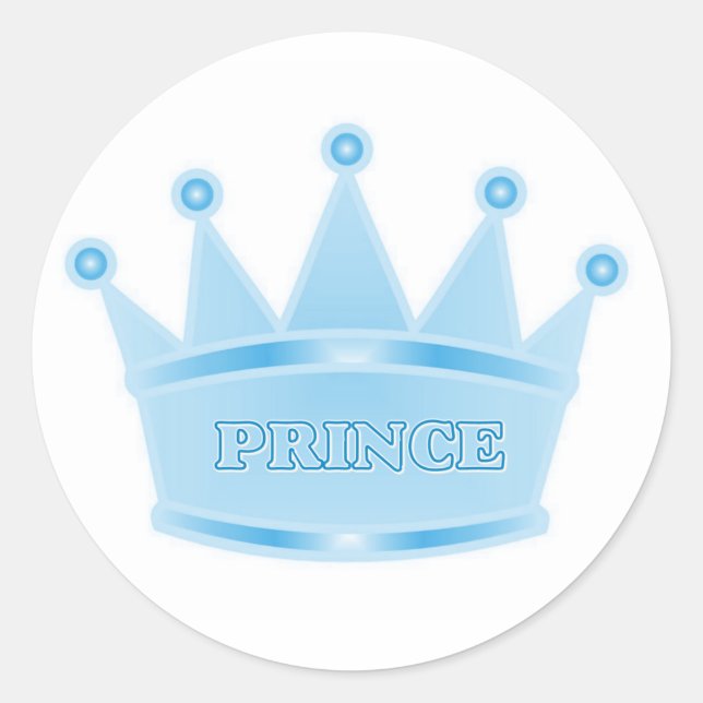 Niedlicher Glitzer Baby Blue Crown Prince Runder Aufkleber (Vorderseite)