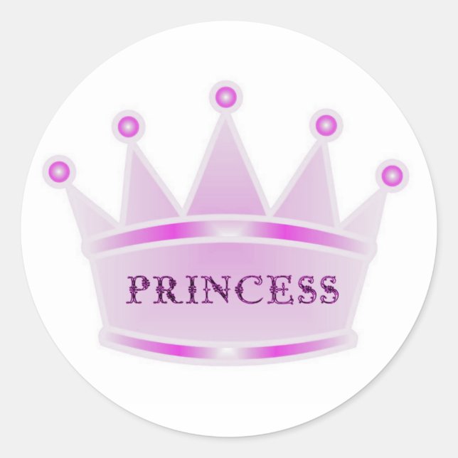 Niedlicher Glitzer Pink Tiara Kronprinzessin Runder Aufkleber (Vorderseite)