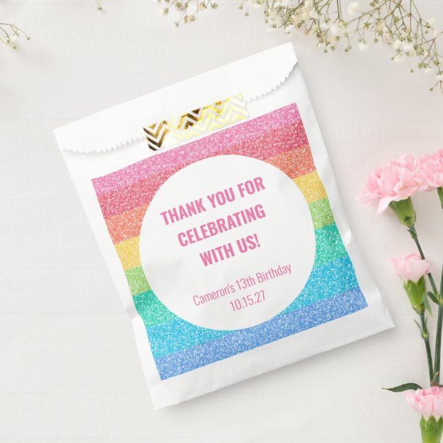 Niedlicher Glitzer Rainbow Custom Geburtstag Viele Geschenktütchen (Versiegelt)