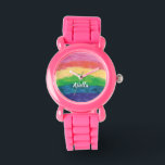 Niedlicher Glitzer Rainbow Girls Armbanduhr<br><div class="desc">Handgemalte,  farbenfrohe Regenbogen in fröhlichen,  hellen Farben werden Ihren Tag sicher aufheitern! Dieses Design ist ein originelles handgemaltes Design,  das zu jedem Farbübergang einen farbigen Glitzer hinzufügt. Ein tolles Geschenk für Geburtstage,  Teenager oder alle,  die ein fröhliches Design Lieben.</div>