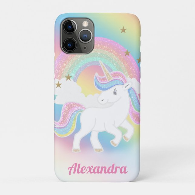 Niedlicher Glitzer Rainbow und Unicorn mit Individ Case-Mate iPhone Hülle (Rückseite)
