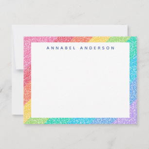 Niedlicher Glitzer Regenbogenstreifen farbige Bord Mitteilungskarte