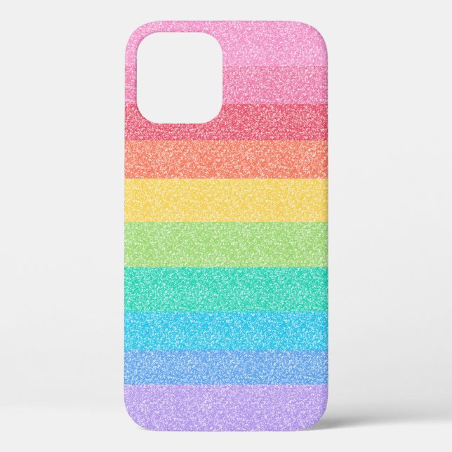 Niedlicher Glitzer Regenbogenstreifen Farbiges Mus Case-Mate iPhone Hülle (Rückseite)