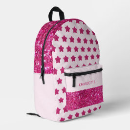Niedlicher Glitzer rosa Zurück zur Schule Bedruckter Rucksack
