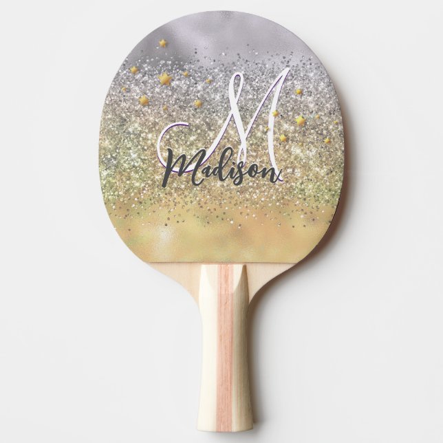 Niedlicher Glitzer Tischtennis Schläger (Vorderseite)