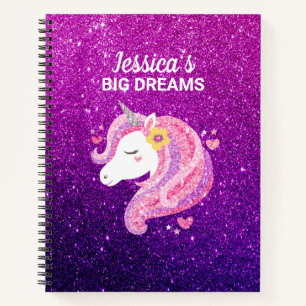 Niedlicher Glitzer Unicorn Journal-Notebook Notizbuch
