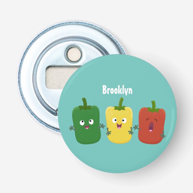 Niedlicher Glockenpfeffer capsicum trio singend Ca Flaschenöffner (Vorderseite)