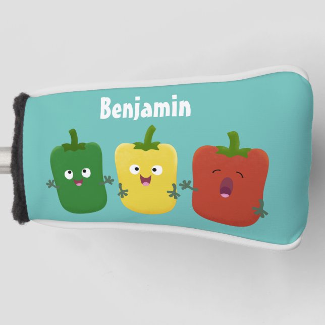 Niedlicher Glockenpfeffer capsicum trio singend Ca Golf Headcover (Vorderseite)