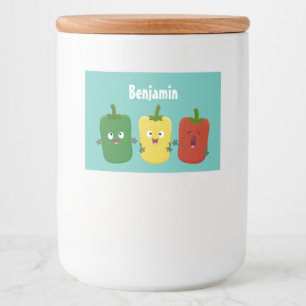 Niedlicher Glockenpfeffer capsicum trio singend Ca Lebensmitteletikett