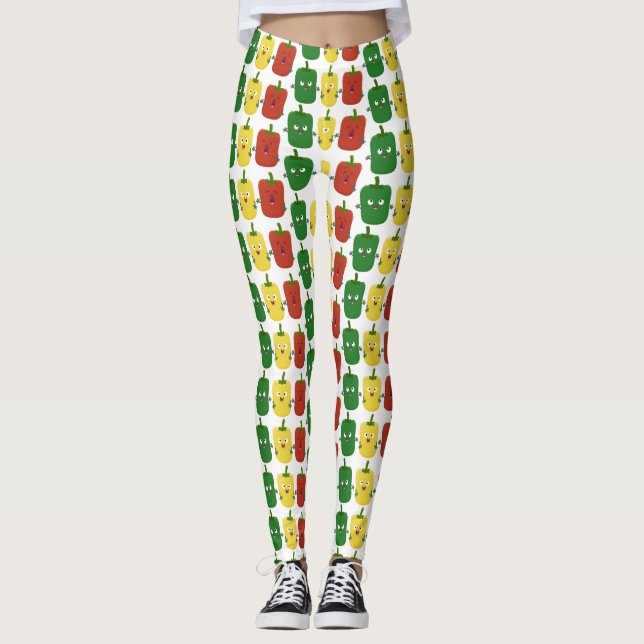 Niedlicher Glockenpfeffer capsicum trio singend Ca Leggings (Vorderseite)