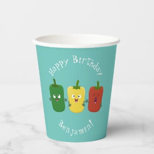 Niedlicher Glockenpfeffer capsicum trio singend Ca Pappbecher