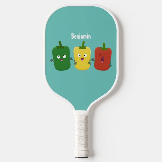 Niedlicher Glockenpfeffer capsicum trio singend Ca Pickleball Schläger (Vorderseite)