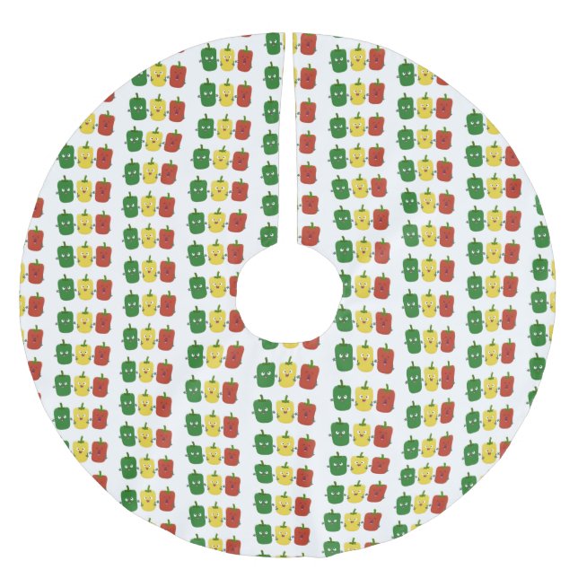 Niedlicher Glockenpfeffer capsicum trio singend Ca Polyester Weihnachtsbaumdecke (Vorderseite)