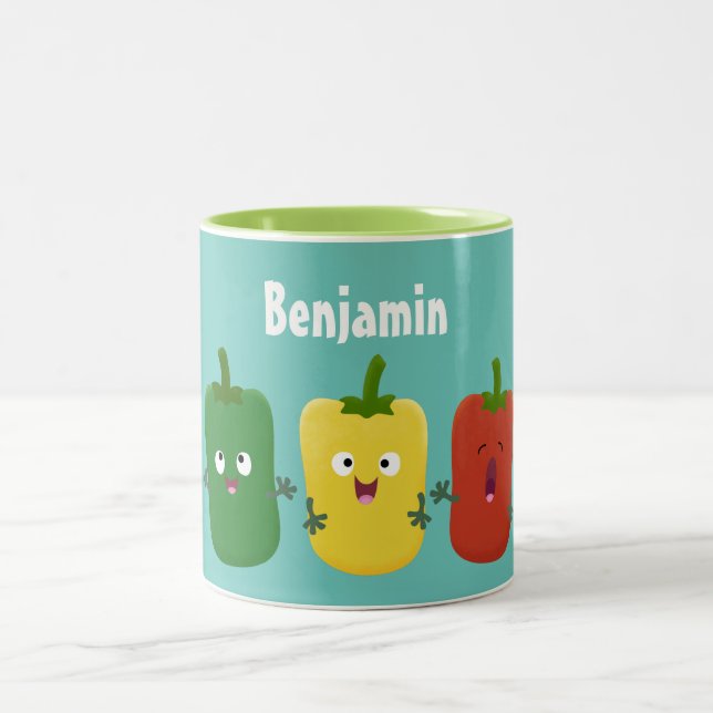 Niedlicher Glockenpfeffer capsicum trio singend Ca Zweifarbige Tasse (Mittel)