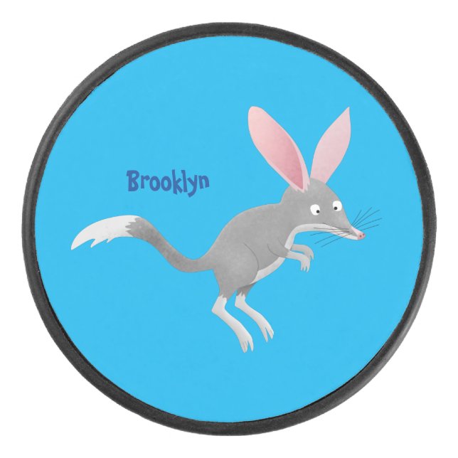 Niedlicher glücklicher australischer Bilby-Cartoon Eishockey Puck (Vorderseite)