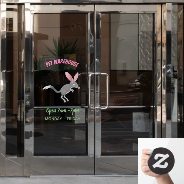 Niedlicher glücklicher australischer Bilby-Cartoon Fensteraufkleber (Büro Tür)