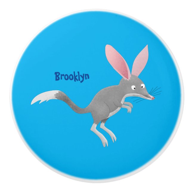 Niedlicher glücklicher australischer Bilby-Cartoon Keramikknauf (Vorderseite)