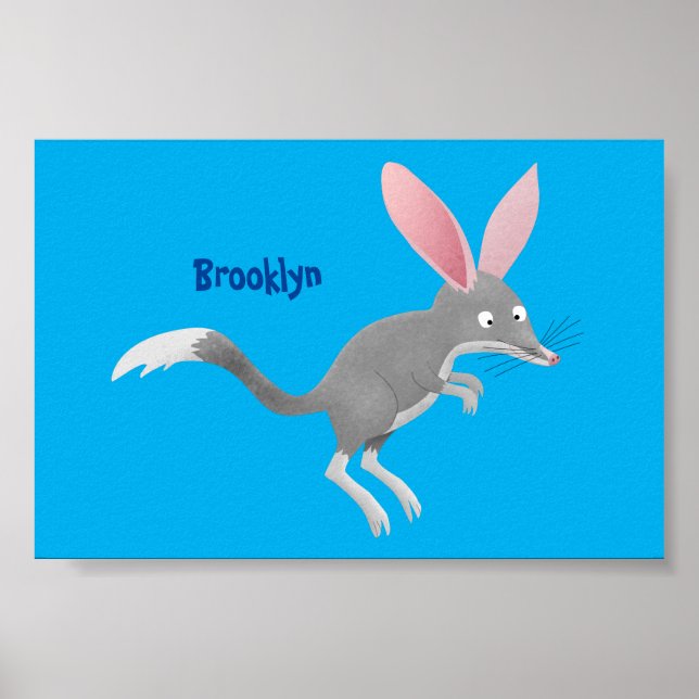 Niedlicher glücklicher australischer Bilby-Cartoon Poster (Vorne)