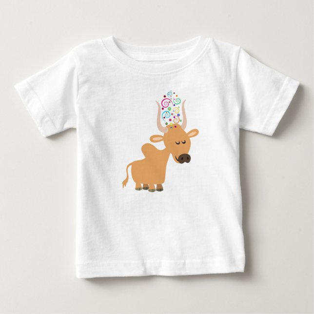 Niedlicher glücklicher Brahman-Kuh-Baby-T - Shirt (Vorderseite)