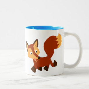 Niedlicher glücklicher Cartoon-Fuchs-Becher Zweifarbige Tasse