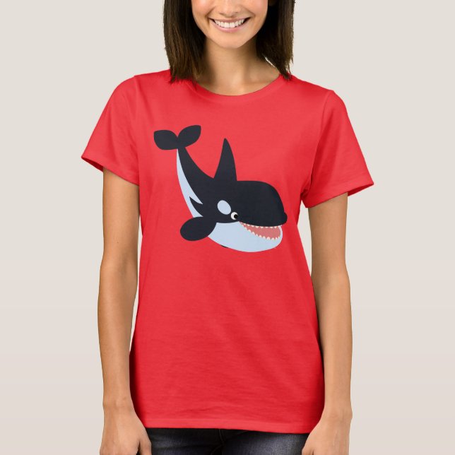 Niedlicher glücklicher Cartoon Killer Whale Frauen T-Shirt (Vorderseite)