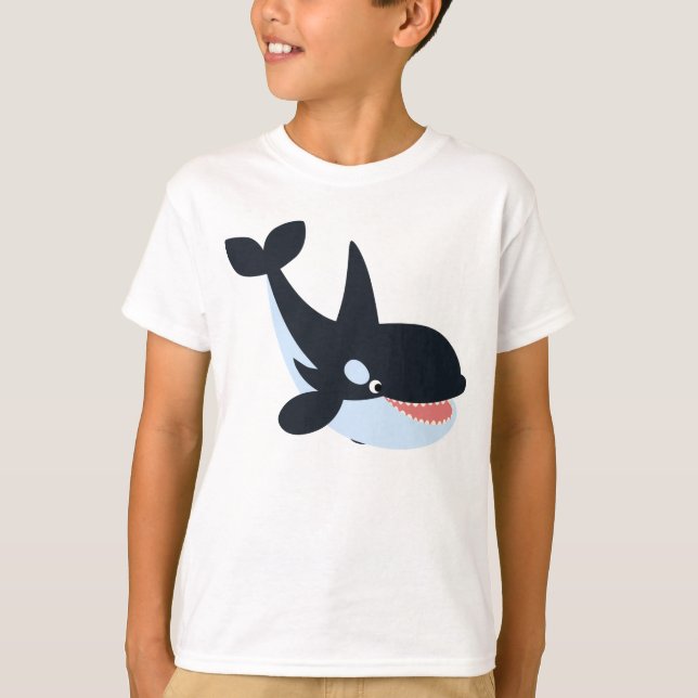 Niedlicher glücklicher Cartoon-Mörder-Wal-KinderT T-Shirt (Vorderseite)