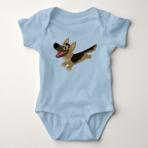 Niedlicher glücklicher Cartoon-Schäferhund-Baby- Baby Strampler