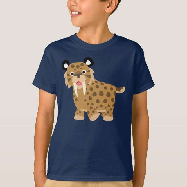 Niedlicher glücklicher Cartoon Smilodon KinderT - T-Shirt (Vorderseite)