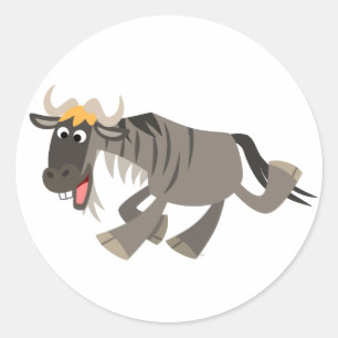 Niedlicher glücklicher Cartoonwildebeest-Aufklebe Runder Aufkleber