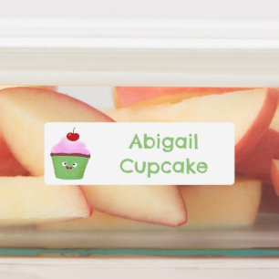Niedlicher glücklicher Cupcake Cartoon personalisi Etiketten