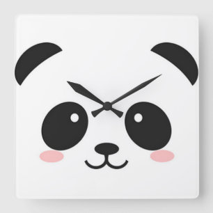 Niedlicher glücklicher Gesichts-Panda Quadratische Wanduhr
