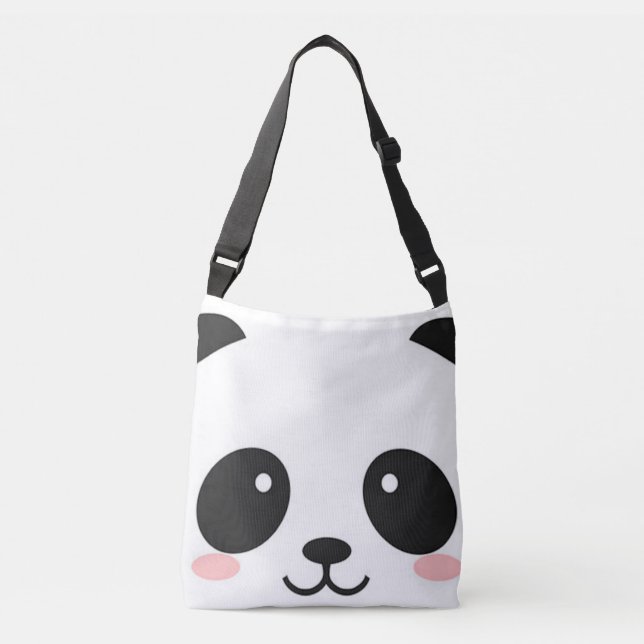 Niedlicher glücklicher Gesichts-Panda Tragetaschen Mit Langen Trägern (Vorderseite)