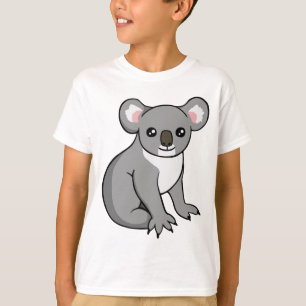 Niedlicher glücklicher grauer Koala, der T-Shirt
