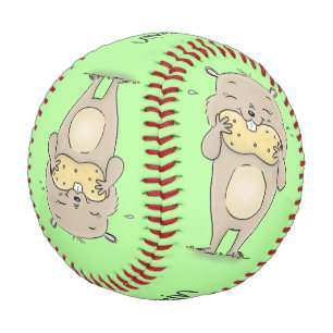 Niedlicher, glücklicher Hamster mit Erdnuss-Cartoo Baseball