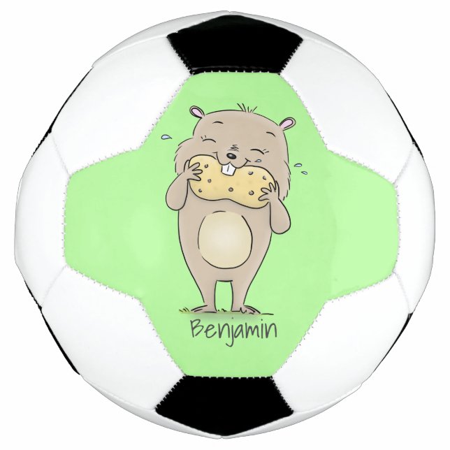 Niedlicher, glücklicher Hamster mit Erdnuss-Cartoo Fußball (Vorderseite)