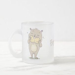 Niedlicher, glücklicher Hamster mit Erdnuss-Cartoo Mattglastasse
