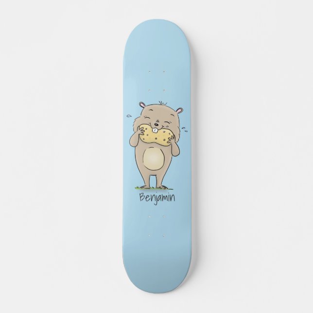 Niedlicher, glücklicher Hamster mit Erdnuss-Cartoo Skateboard (Vorne)